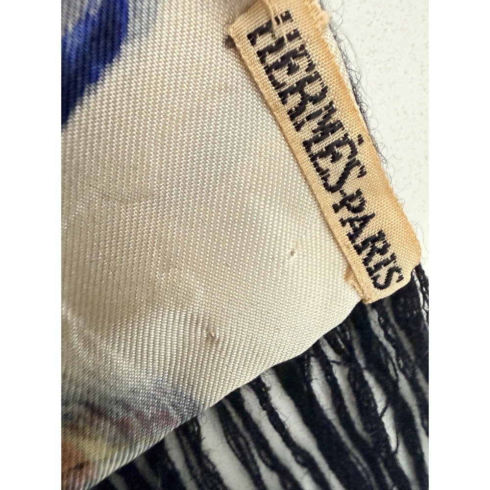 Hermès Feather Plume Print Silk & Cashmere Double-Sided Stole Scarf Vintage 90's - Picture 11 of 11